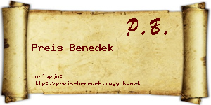 Preis Benedek névjegykártya
